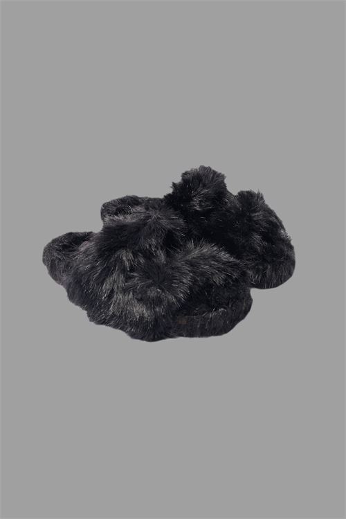 FUR SLIPPERS BLACK