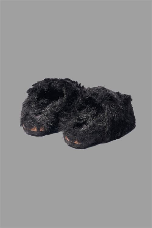 FUR SLIPPERS BLACK